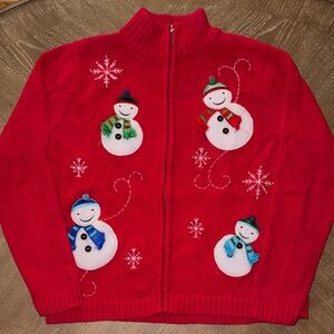 Women’s Classic Elements Christmas Elements Vibrant Red Knit Sweater Size Medium